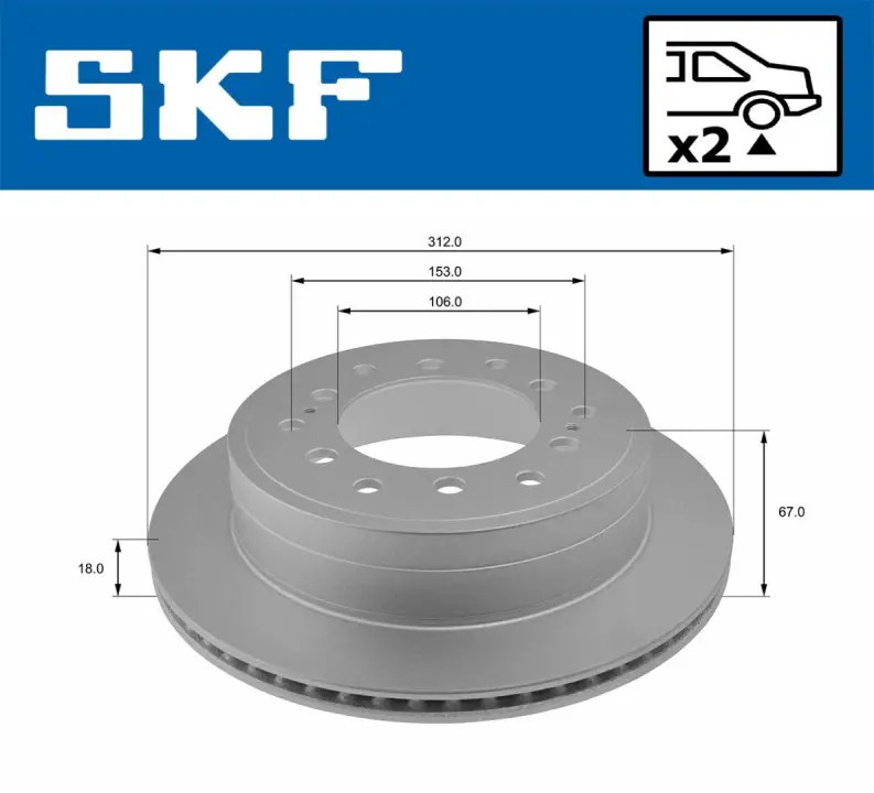 TOYOTA диск гальм. задн. Land Cruiser 04- SKF VKBD 90272 V2 (фото 1)