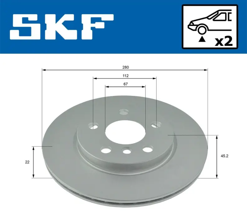 MINI диск гальмівний передній BMW 2/F45 SKF VKBD 80244 V2 (фото 1)