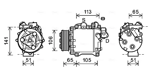Компресор кондиціонера Honda CR-V III, IV (07-) 2.4 IVTEC AVA AVA COOLING HDAK263 (фото 1)
