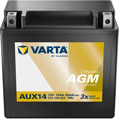 Акумулятор 12В 13Агод./200А AGM AUXILIARY (L+ m6) 150x87x146 B00 - без монтажного фланця (agm) VARTA 513106020K262 (фото 1)