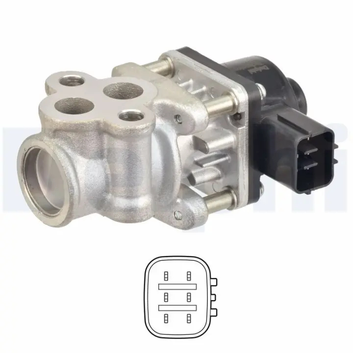 Клапан EGR MAZDA 3, 6, CX-5, MX-5 II NISSAN PIXO OPEL AGILA B SUZUKI ALTO VII, SPLASH, SWIFT IV 1.0-2.2D 05.98- Delphi EG1061112B1 (фото 1)