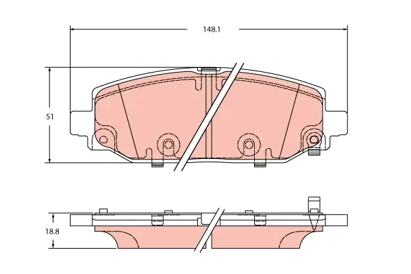 Комплект гальмівних колодок задн, JEEP WRANGLER IV 2.0-3.6 09.17- TRW GDB2360 (фото 1)