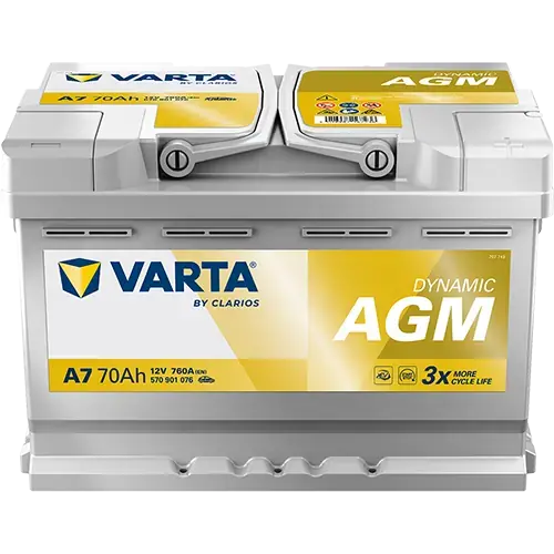 Акумулятор 12В 70Агод./760А (EN) Dynamic AGM START&STOP AGM (R+ стандартні клеми) 278x175x189 B13 - монтажний фланець 10.5мм (agm) VARTA 570901076K262 (фото 1)
