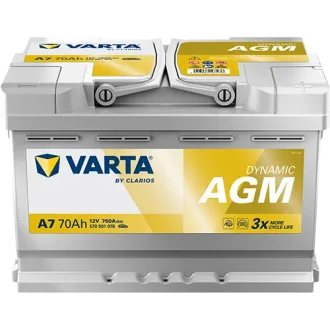 Акумулятор 12В 70Агод./760А (EN) Dynamic AGM START&STOP AGM (R+ стандартні клеми) 278x175x189 B13 - монтажний фланець 10.5мм (agm) VARTA 570901076K262