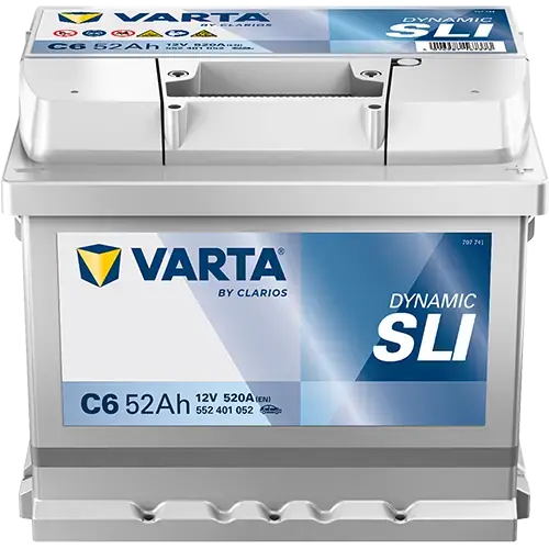 Акумулятор 12В 52Агод./520А (EN) Dynamic SLI (R+ стандартні клеми) 207x175x175 B13 - монтажний фланець 10.5мм (пусковий) VARTA 552401052K262 (фото 1)
