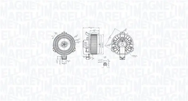 Вентилятор салону CHRYSLER SEBRING DODGE AVENGER, CALIBER, JOURNEY HONDA ACCORD IX, ACCORD VIII, CROSSTOUR I, CR-V III, CR-V IV, PILOT JEEP COMPASS, PATRIOT MAZDA CX-9 1.6D-4.0 01.05- MAGNETI MARELLI 069412762010 (фото 1)