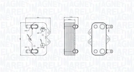 Масляний радіатор OPEL ASTRA G, ASTRA G/KOMBI, SIGNUM, SINTRA, VECTRA B, VECTRA C, VECTRA C GTS, ZAFIRA A SAAB 9-3, 9-5 2.0D/2.2D 11.96-02.15 MAGNETI MARELLI 350300002100