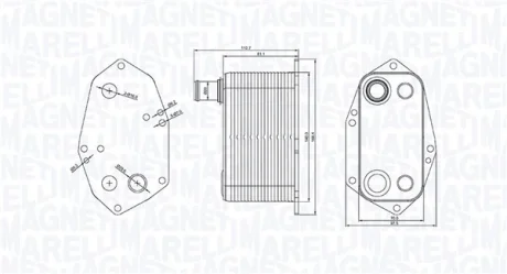 Масляний радіатор BMW 3 (E46), 5 (E39), 7 (E38), X5 (E53) 2.5D/3.0D 08.98-09.06 MAGNETI MARELLI 350300000200
