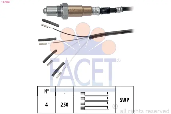 Датчик кисню (лямбда-зонд) Audi/Chevrolet/Fiat/Honda/Mitsubishi/Ford (10.7008) Facet FACET 107008 (фото 1)