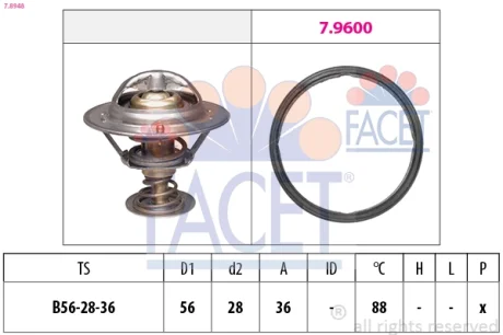 Термостат Subaru Forester III, IV (10-) 2.0i, 2.5i (7.8948) Facet FACET 78948
