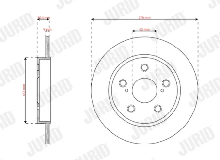 TOYOTA Гальмівний диск COROLLA 1.6 VVTi 19- Jurid 563819JC (фото 1)