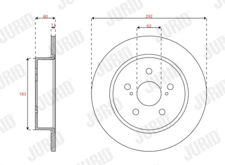 JURID TOYOTA Гальмівний диск задній C-HR (_X1_) 1.2/1.8 16- Jurid 563757JC