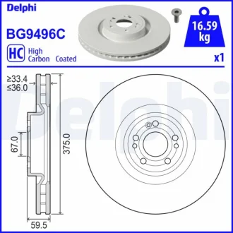 DB Гальмівний диск передн. V167 18-, X167 19- Delphi BG9496C