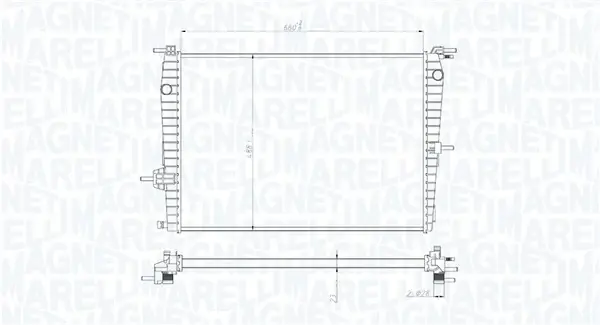 Радіатор двигуна (мкпп) RENAULT FLUENCE, GRAND SCENIC III, MEGANE, MEGANE III, SCENIC III 1.6-2.0 11.08- MAGNETI MARELLI 350213199300 (фото 1)
