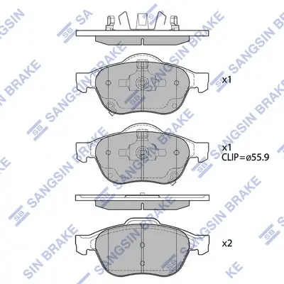 Колодки гальмівні передні Toyota Avensis (-09) HI-Q Hi-Q (SANGSIN) SP1574 (фото 1)