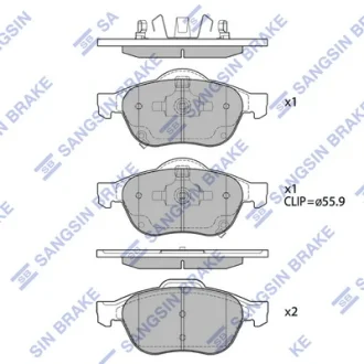 Колодки гальмівні передні Toyota Avensis (-09) HI-Q Hi-Q (SANGSIN) SP1574