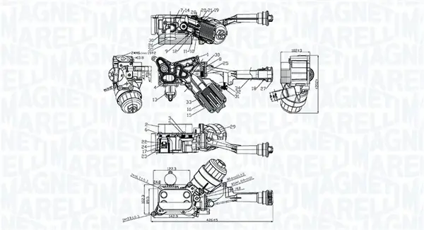 FIAT Оливний радіатор (з корпусом) 500 1.3 09-, DOBLO 1.3, 1.4 10-, LANCIA, OPEL, VAUXHALL MAGNETI MARELLI 350300006500 (фото 1)