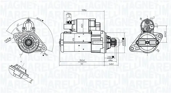 VW Стартер CADDY III 10-, GOLF VI 08-, T5 09-, TOURAN 05-, AUDI, SEAT MAGNETI MARELLI 063725561010 (фото 1)
