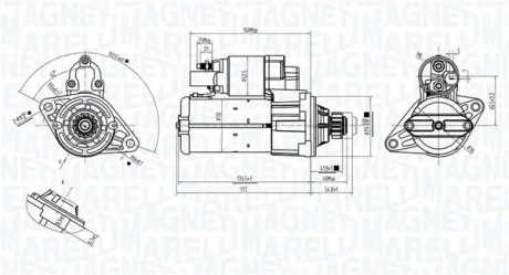 VW Стартер CADDY III 10-, GOLF VI 08-, T5 09-, TOURAN 05-, AUDI, SEAT MAGNETI MARELLI 063725561010