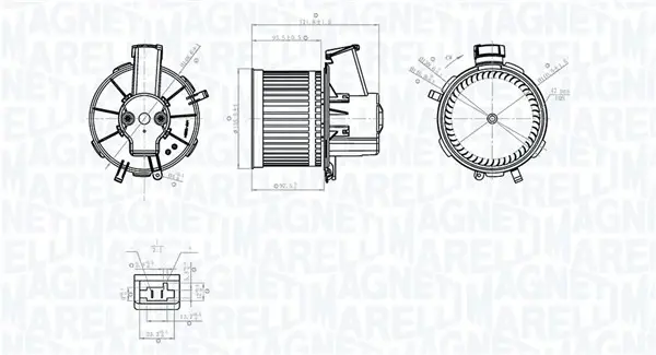 FIAT Вентилятор салона 500 07-, 500 C 09-, PANDA 03- MAGNETI MARELLI 069412778010 (фото 1)