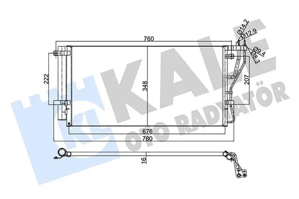 KALE KIA Радіатор кондиціонера (конденсатор) з осушувачем CARENS 2.0 06- Kale oto radyator 357870 (фото 1)