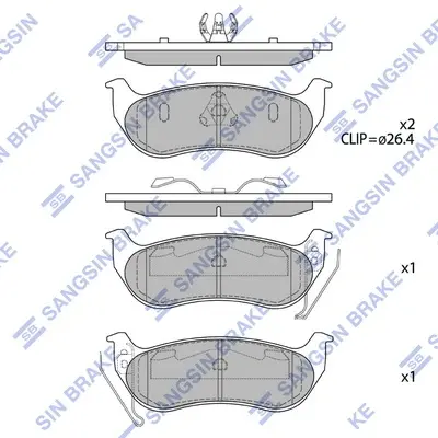 Колодки гальмівні задні Jeep Wrangler (05-), Cherokee (-08), Rubicon (TJ) (-07) HI-Q Hi-Q (SANGSIN) SP4167 (фото 1)