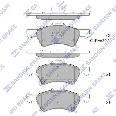 Колодки гальмівні передні Chrysler Voyager (-03), Dodge Caravan (-07) HI-Q Hi-Q (SANGSIN) SP1440 (фото 1)