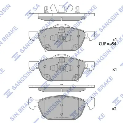Колодки гальмівні передні Honda Civic (17-) HI-Q Hi-Q (SANGSIN) SP4365 (фото 1)