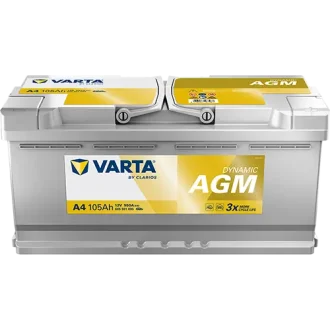 Акумулятор 12В 105Агод./950А (EN) Dynamic AGM START&STOP AGM (R+ стандартні клеми) 394x175x190 B13 - монтажний фланець 10.5мм VARTA 605901095K262