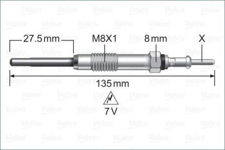 VALEO VOLVO свічка розжарювання 7V C30,S60/80,V,XC60-90 2.0/2.4D 06- Valeo 345251