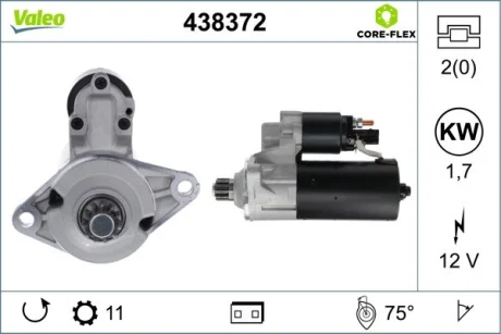 VALEO AUDI Стартер A3 12-, Q3 11-, TT 08-, SEAT, SKODA, VW Valeo 438372