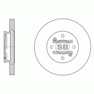 Диск тормозной (кратно 2) передний (вентилируемый) Hyundai Accent IV (D=256.0mm) Hi-Q (SANGSIN) SD1156 (фото 1)