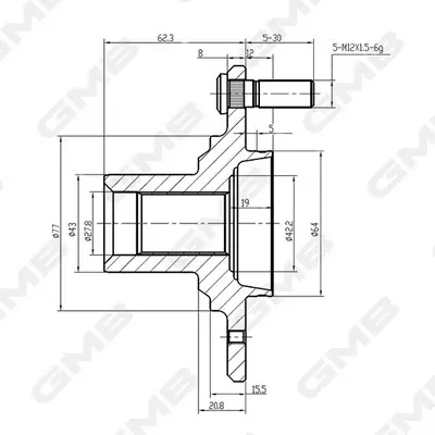 Ступиця колеса переднього Honda Civic 06-/11- GMB GH10300 (фото 1)
