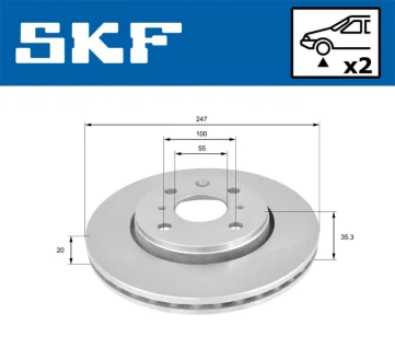 CITROEN диск гальмівний передн.C1,Peugeot 107/108,Toyota Aygo 05- SKF VKBD 80043 V2