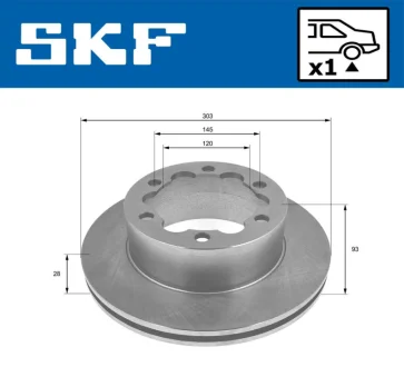 DB диск гальмівний задн. Sprinter 509 511 515 518 06- SKF VKBD 90182 V1