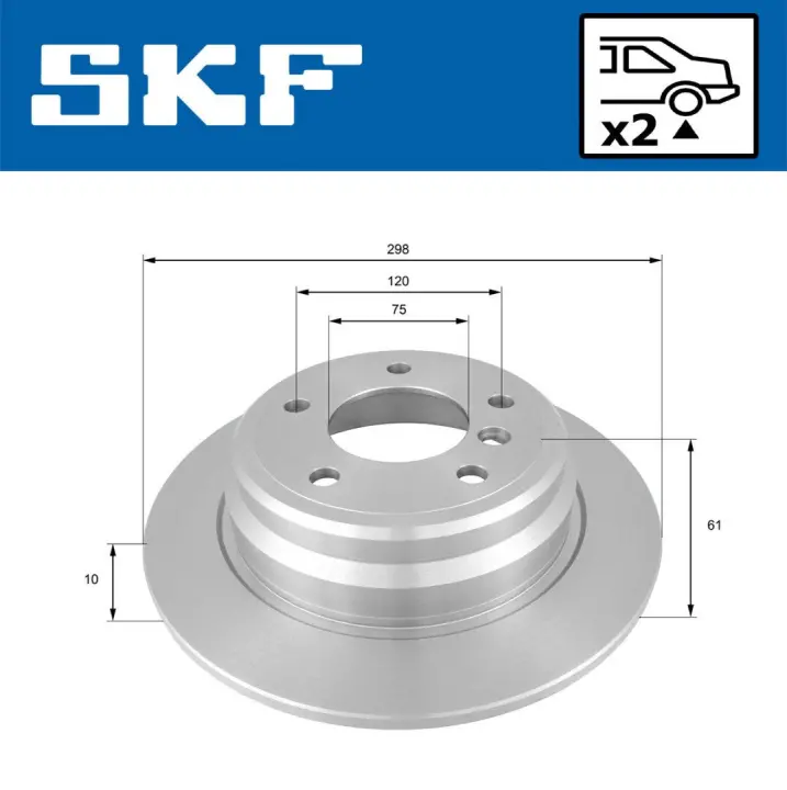 BMW диск гальмівний задн.E39 2.0/2.5 96- SKF VKBD 90543 S2 (фото 1)