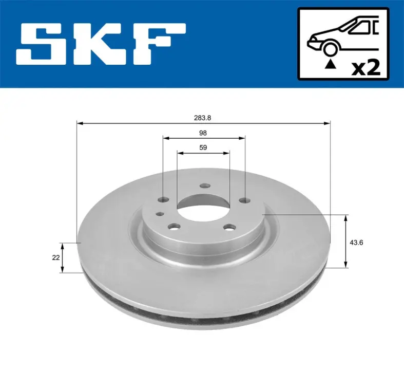 FIAT гальмівний диск передн.Doblo 10- SKF VKBD 80150 V2 (фото 1)