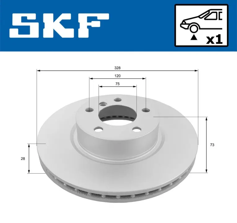 BMW гальмівний диск. передн.X3 10- SKF VKBD 80179 V1 (фото 1)