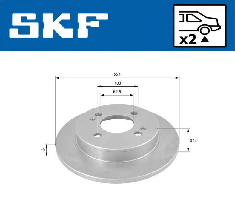 KIA диск гальмівний задн.Picanto SKF VKBD 90474 S2 (фото 1)