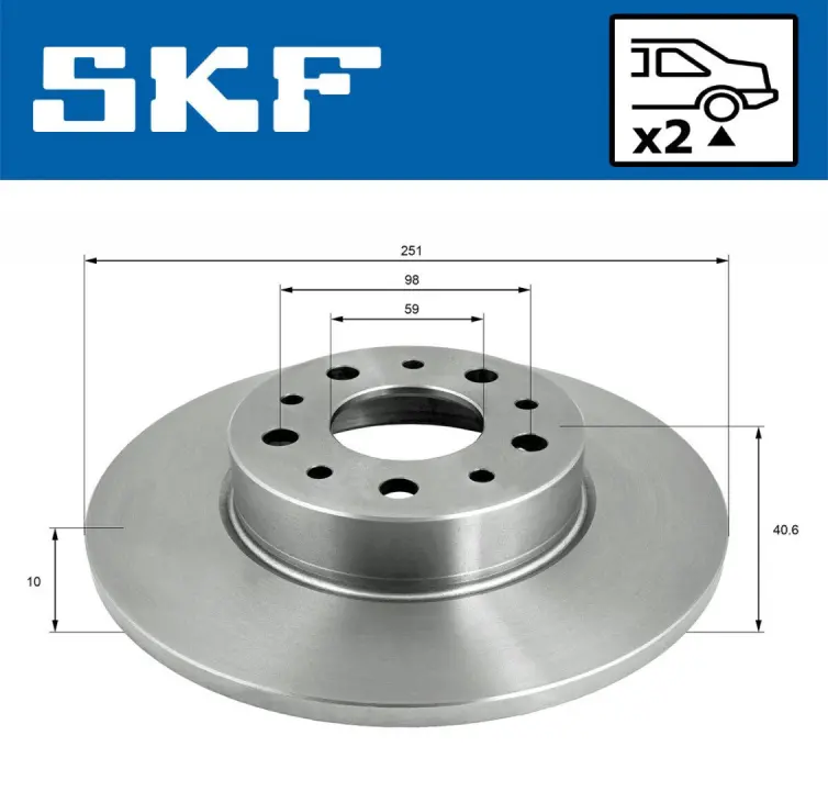 FIAT диск гальм. задн. 500L 12- SKF VKBD 90392 S2 (фото 1)