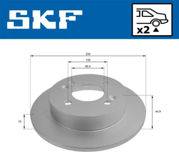 HYUNDAI Гальмівний диск задній i10 II (BA, IA) 1.0/1.2 13-19 SKF VKBD 91088 S2