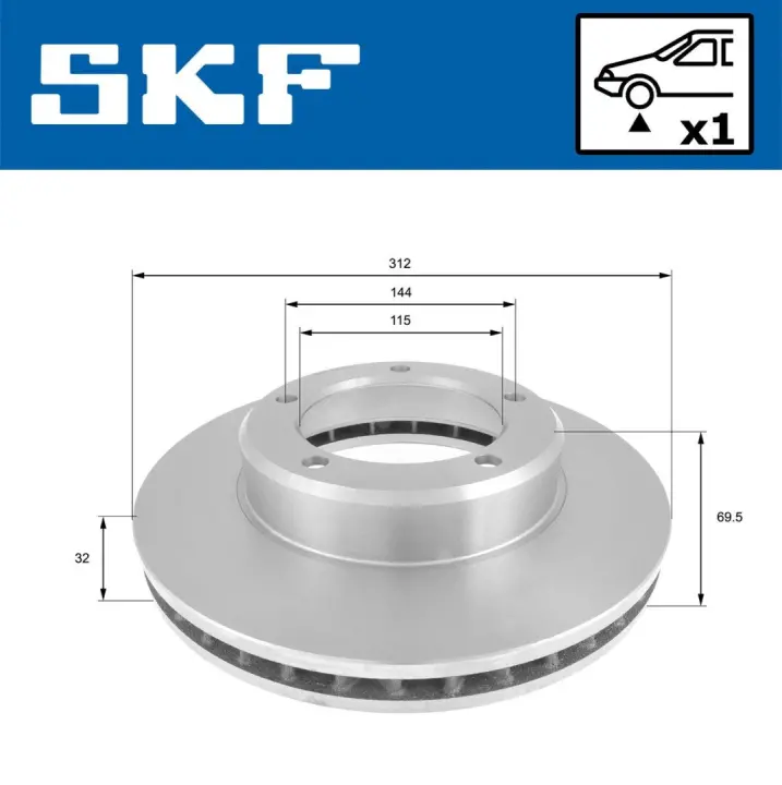 TOYOTA гальмівний диск передн. Land Cruiser 98 - SKF VKBD 80749 V1 (фото 1)