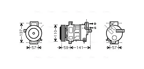 AVA FIAT Компресор кондиціонера BRAVO II 1.6 07-, IDEA 1.6 08-, SEDICI 1.9, 2.0 06-, LANCIA, SUZUKI AVA COOLING FTAK333 (фото 1)