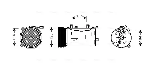 AVA VW Компресор кондиціонера Golf III, Passat, Polo, Sharan, Ford Galaxy, Seat Alhambra AVA COOLING VNAK172 (фото 1)