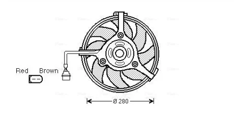 AVA VW Вентилятор радіатора (без дифузора) Audi A4/6/8, Passat, Skoda SuperB 1.8/2.8 AVA COOLING AI7510