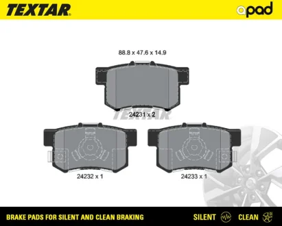 Колодки тормозные textar a-pad TEXTAR 2423101SC