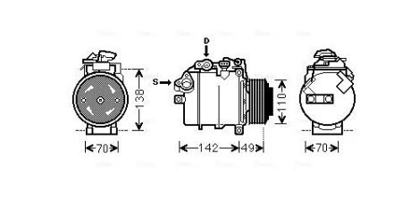 AVA BMW Компресор кондиціонера 1 (E81) 06-, 1 (E87) 07-, 3 (E90) 07-, 3 Touring (E91) 04- AVA COOLING BWAK387