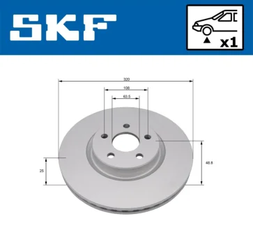 FORD Гальмівний диск передн. TOURNEO CONNECT / GRAND TOURNEO CONNECT V408, TRANSIT CONNECT 13- SKF VKBD 81277 V1