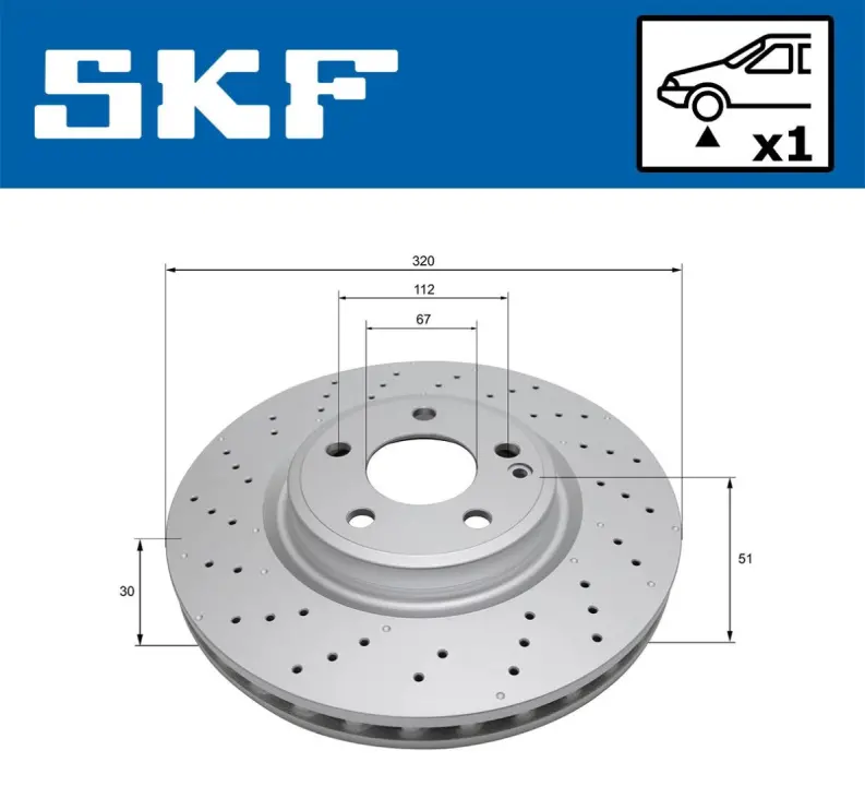DB диск гальм. передн A-CLASS (W176) A 220 4-matic (176.047) 14-18 SKF VKBD 81120 V1 (фото 1)