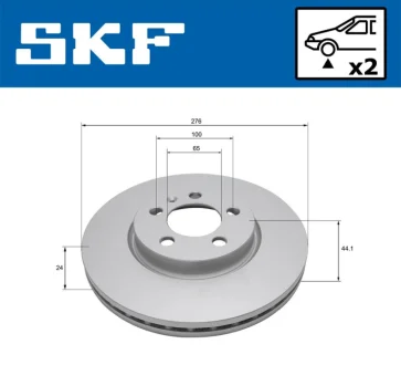 VW Диск гальм. передній Polo, T-Cross, SKODA Scala, Kamiq SKF VKBD 81322 V2